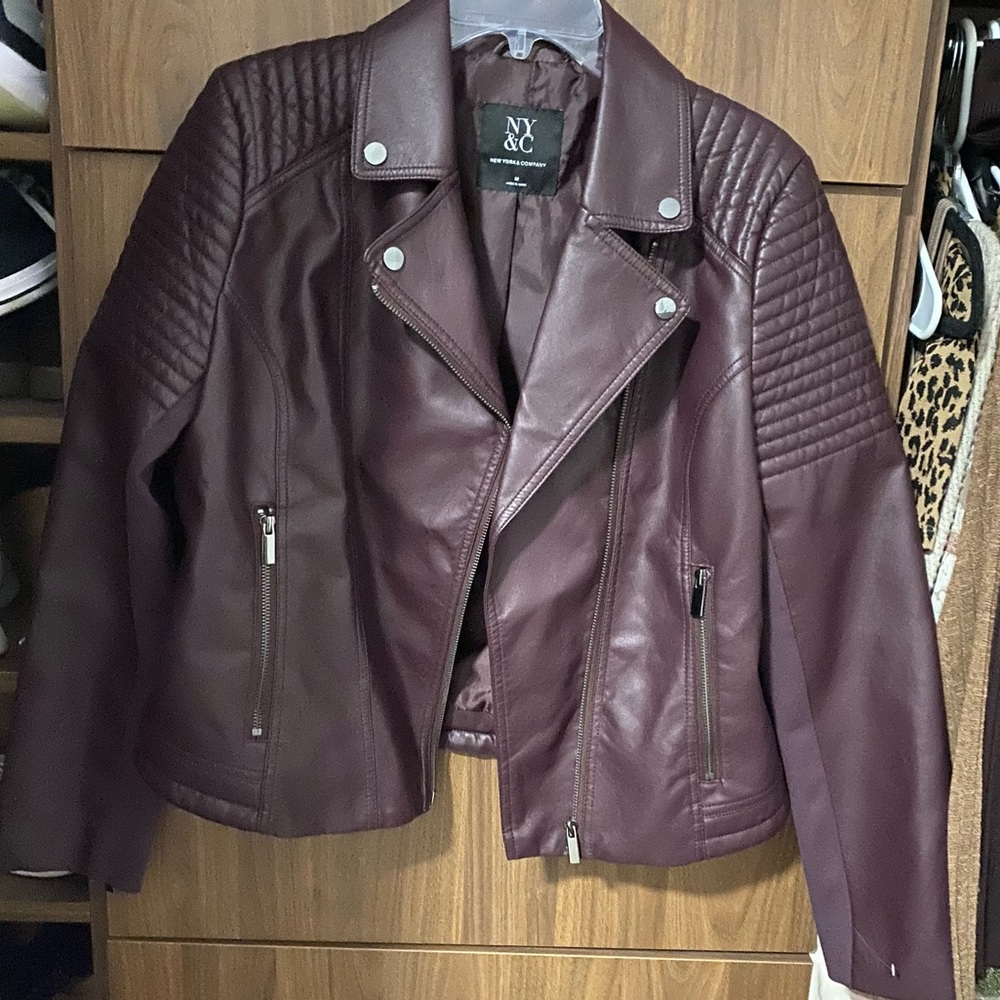 Burgundy Faux Leather Jacket